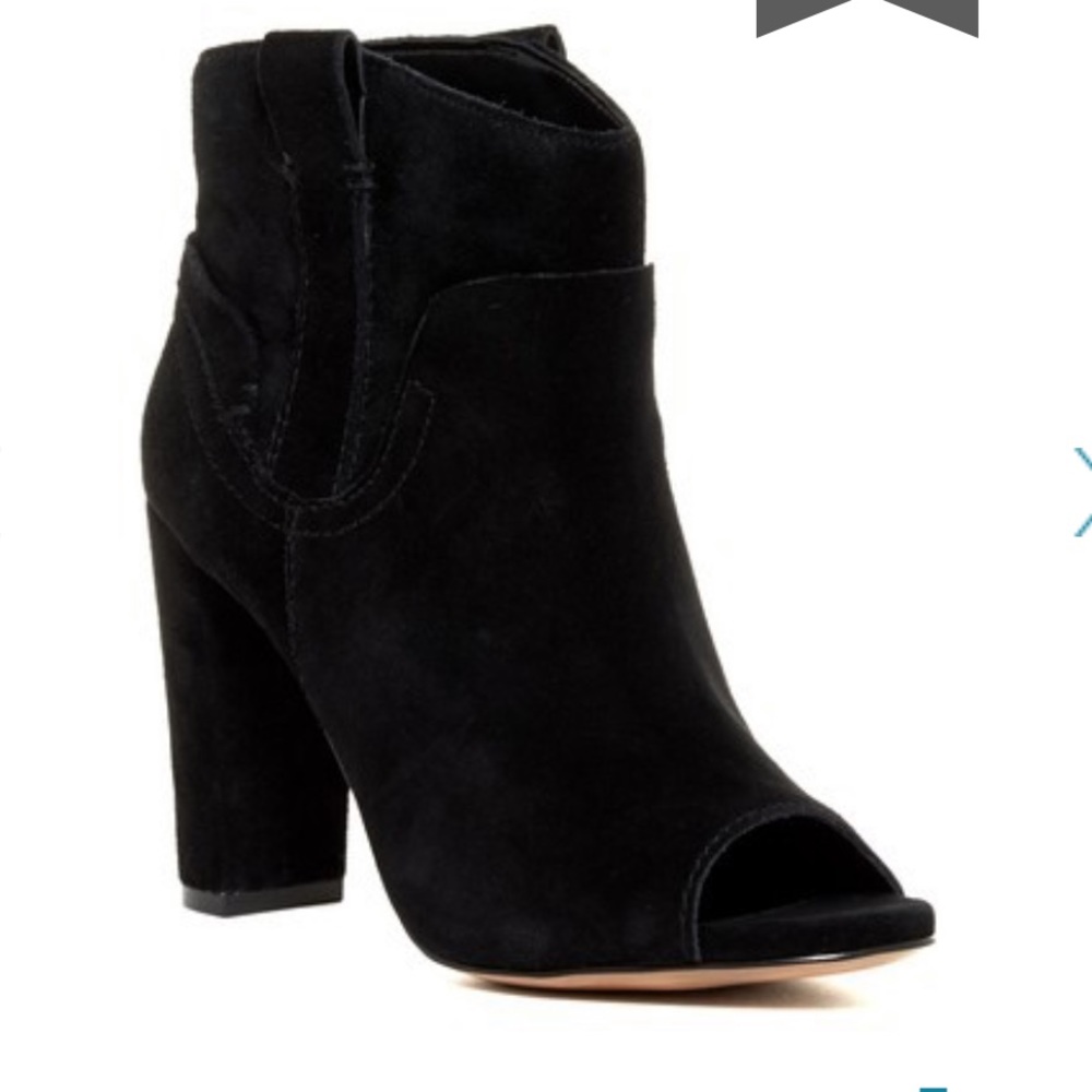 Vince Camuto Black Suede Peep-Toe Ankle Booties